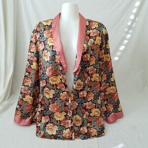 Victoria's Secret Silky Long-Sleeve Robe Lingerie Pajama Top w/Collar & V-Neck